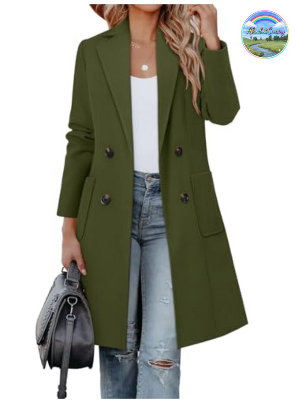 Long Double Breasted Peacoat Wool-Like Winter Coat